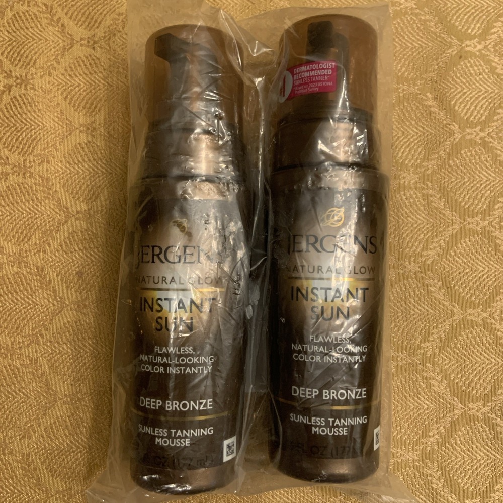 Jergens Natural Glow Instant Sun Sunless Tanning Mousse Deep Bronze 6 fl oz 2PK